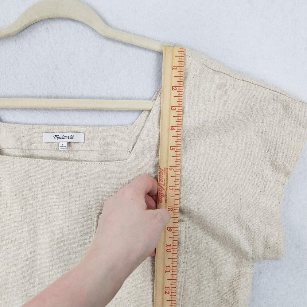 Madewell Shirt Womens Small Cream Natural Linen Cotton Square Neck Top NEW - Picture 4 of 10